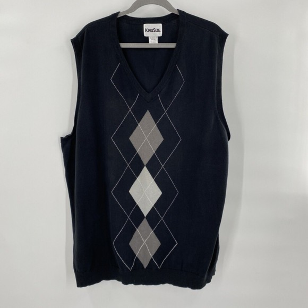 KING SIZE  Men's Argyle Sweater Vest Black‎ 2XL